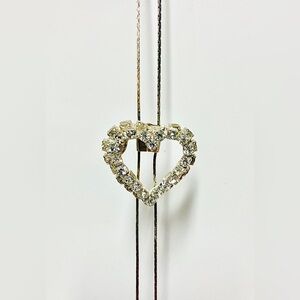 Vintage Unique Rhinestone Double Heart Pendant Bolo Tie Necklace